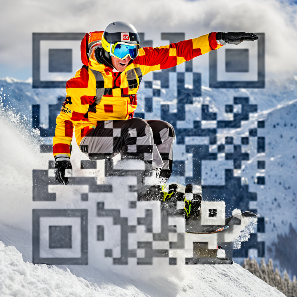 QR artístico de Snowboard — diseño de Deporte y Movimiento